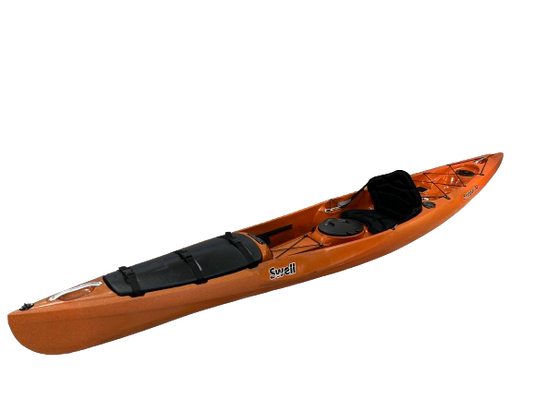 Surf Ski Inspired Sit-on-Top Touring Kayak for Paddlers 150-275 lbs | Swell Scupper 14 - rental