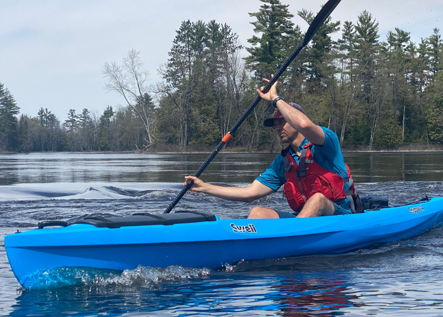 Surf Ski Inspired Sit-on-Top Touring Kayak for Paddlers 150-275 lbs | Swell Scupper 14 - rental